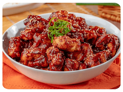 Dakgangjeong (Frango Crocante Doce e Picante)
