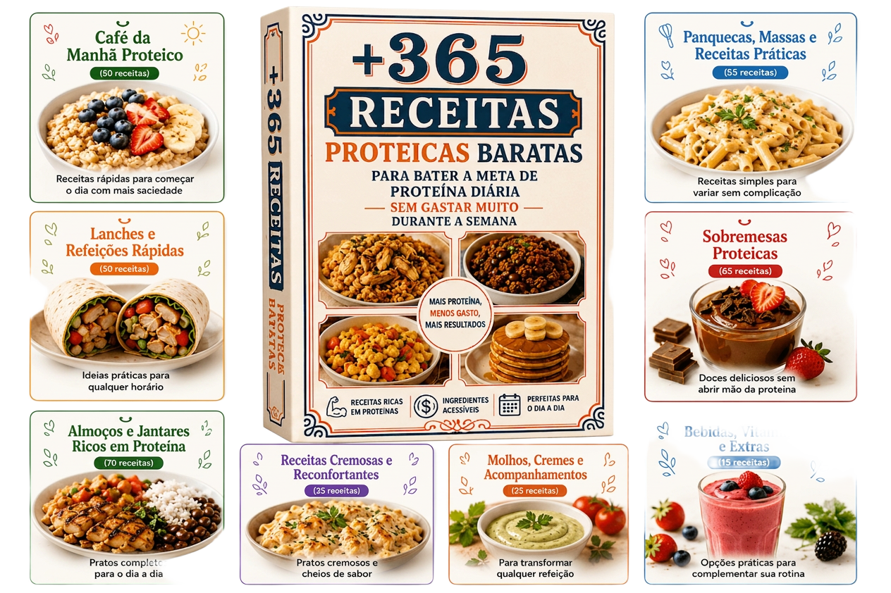 Mosaico com prévia das 357 receitas extras da Receitas da Chef
