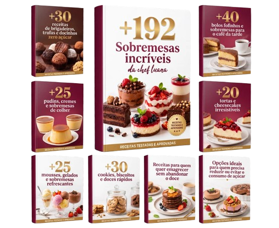 Mosaico com prévia das 192 receitas extras da Receitas da Chef